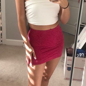 Hot Pink Floral bodycon skirt